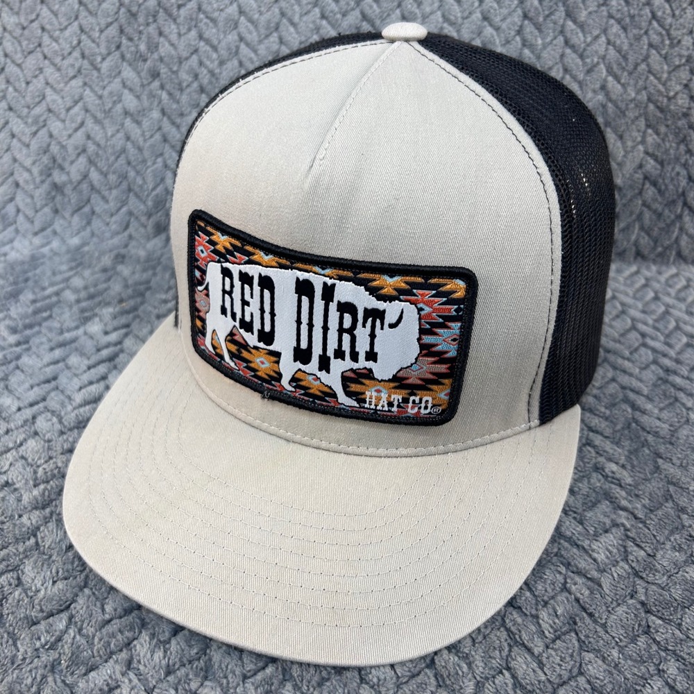 Red Dirt Hat Co Buffalo Patch Mens Tan Black Trucker Snapback Southwestern OSFM